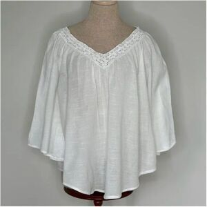John Paul Richard Peasant Boho White Blouse Size Medium